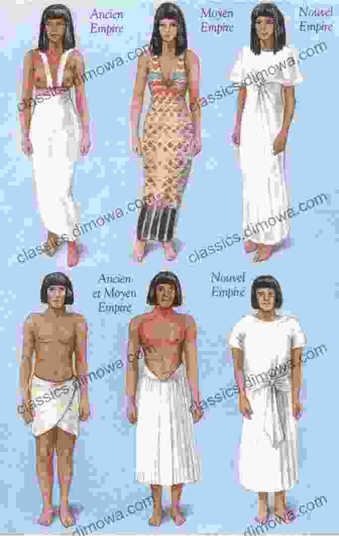 A Depiction Of Ancient Egyptian Clothing, Showcasing The Elaborate Garments And Jewelry Worn By Royalty. The Daily Life Of Ancient Egyptians : Food Clothing And More History Stories For Children Children S Ancient History