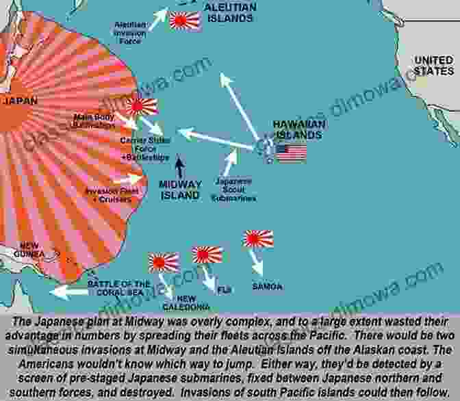 A Detailed Map Of The Battle Of Midway, Showing The Positions Of American And Japanese Forces. The 4 Day Battle Of Midway History For 12 Year Old Children S History