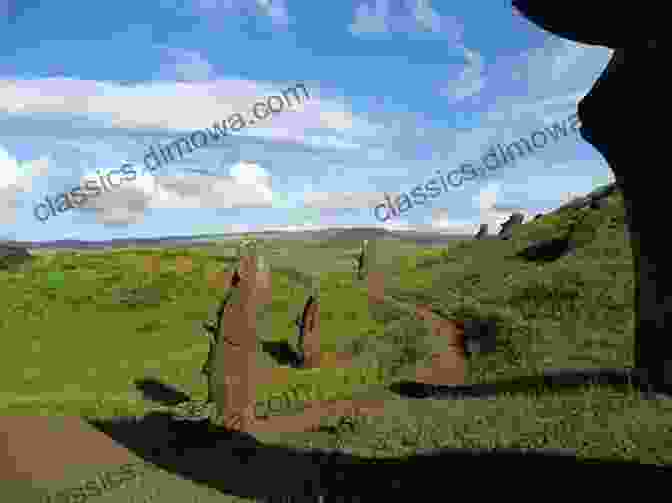 A Panoramic View Of The Rano Raraku Quarry, Where Hundreds Of Unfinished Moai Statues Lie Scattered. Photos Taken By Japanese Tourist In Easter Island