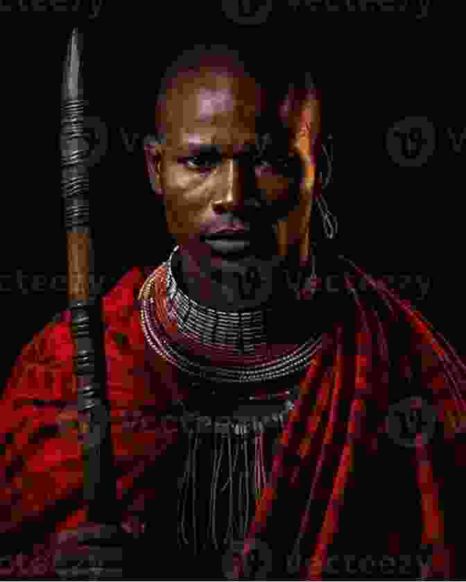 A Young Maasai Warrior Adorned In Traditional Attire, Holding A Spear And Shield. Children Of The Kraal: First In The