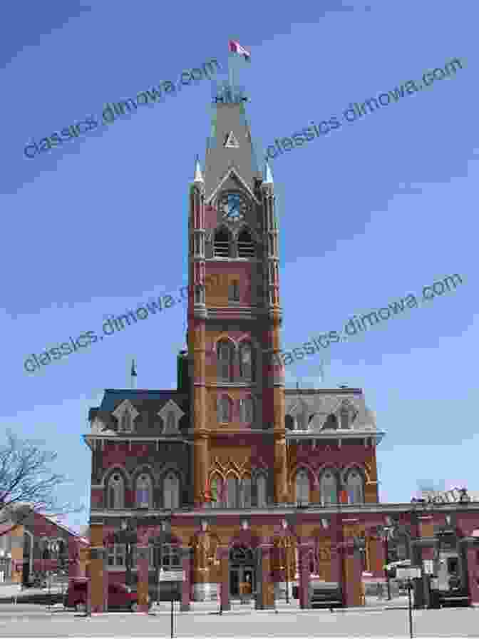 Close Up Of The Ornate Facade Of Victoria Hall, Belleville's Historic City Hall, Adorned With Intricate Carvings And A Stately Clock Tower Belleville Ontario 2 In Colour Photos: Saving Our History One Photo At A Time (Cruising Ontario 164)