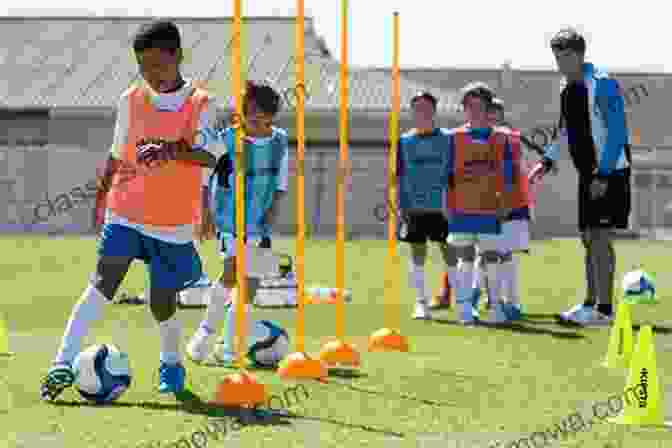 Kids Practicing Dribbling Through An Obstacle Course Of Cones On A Soccer Field Easy And Simple Soccer Skills Training For Children: Many Fun Soccer Activities Your Kids Can Try: Lots Of Soccer Activities For Your Kids