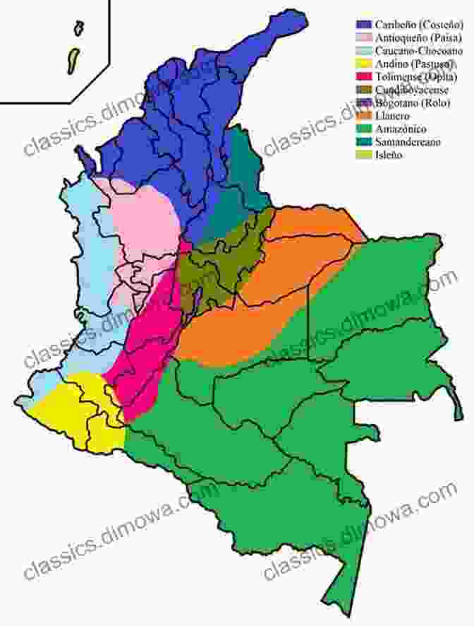 Map Of Colombia Highlighting Different Regions And Their Spanish Dialects Spanish In Colombia: Basics And Beyond