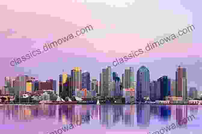 Panoramic View Of San Diego Bay At Sunset, Showcasing The Vibrant Cityscape And Serene Waters Once Around San Diego Bay